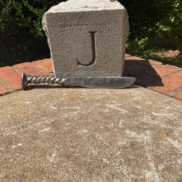 Large Railroad Spike Knife With Double Twist
